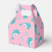 Narwhal Baby shower Roze Girl Whale Bedankdoosjes (Achterkant)