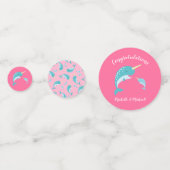 Narwhal Baby shower Roze Girl Whale Confetti (Achterkanten)