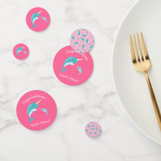 Narwhal Baby shower Roze Girl Whale Confetti (Groep)