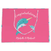Narwhal Baby shower Roze Girl Whale Groot Cadeauzakje (Voorkant)