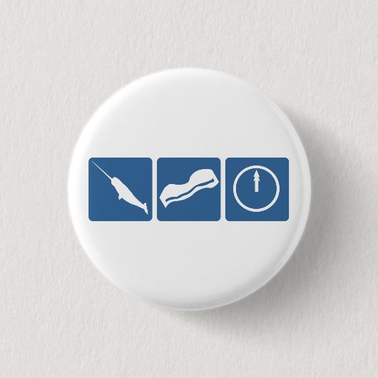 Narwhal - Bacon - Midnight Ronde Button 3,2 Cm (Voorkant)