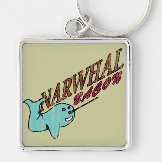 Narwhal Bacon Retro Logo Sleutelhanger (Voorkant)