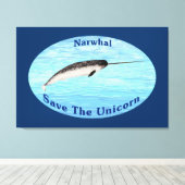 Narwhal - bespaar de Unicorn Canvas Afdruk (Insitu (Houten vloer))