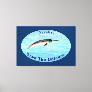 Narwhal - bespaar de Unicorn Canvas Afdruk