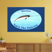 Narwhal - bespaar de Unicorn Canvas Afdruk (Insitu (Woonkamer))