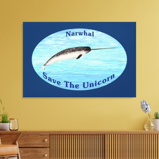 Narwhal - bespaar de Unicorn Canvas Afdruk (Insitu (Woonkamer))