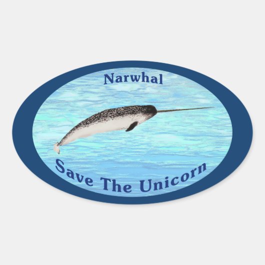 Narwhal - bespaar de Unicorn Ovale Sticker (Voorkant)