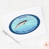 Narwhal - bespaar de Unicorn Ovale Sticker (Envelop)