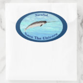 Narwhal - bespaar de Unicorn Ovale Sticker (Tas)