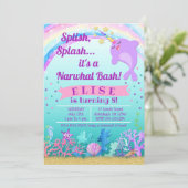 Narwhal Birthday Invitation, Narwhal Pool Party Kaart (Staand voorkant)