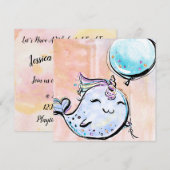 Narwhal Birthday Kaart (Voorkant / Achterkant)