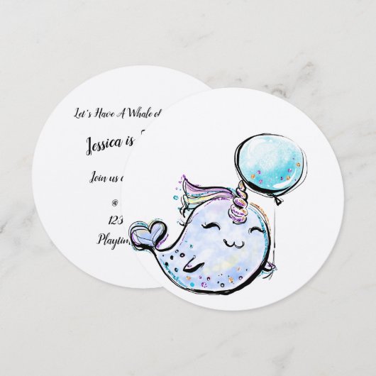 Narwhal Birthday Kaart (Voorkant / Achterkant)