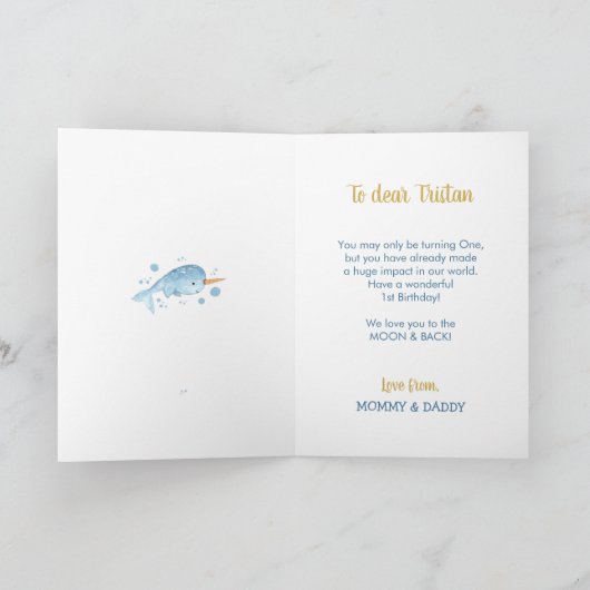 Narwhal Birthday Kaart (Binnen)