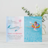 Narwhal Birthday Party Invitation (Staand voorkant)