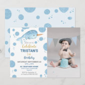 Narwhal Birthday Photo Invitation Boy Kaart (Voorkant / Achterkant)