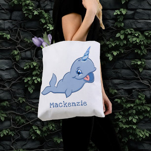 Narwhal Blue   Schattig Baby Kawaii Ocean Diaper Tote Bag