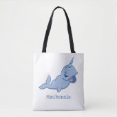 Narwhal Blue | Schattig Baby Kawaii Ocean Diaper Tote Bag (Voorkant)