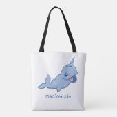 Narwhal Blue | Schattig Baby Kawaii Ocean Diaper Tote Bag (Achterkant)