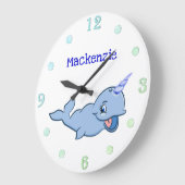 Narwhal Blue | Schattige Baby Kawaii - Eigen Oceaa Grote Klok (Hoek)