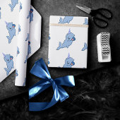Narwhal Blue | Schattige Baby Kawaii Ocean Shower Cadeaupapier