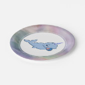 Narwhal Blue | Schattige Baby Kawaii Ocean Shower Papieren Bordje (Gekanteld)