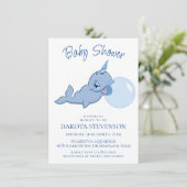 Narwhal Blue | Schattige Bubble Gum Baby Kawaii Kaart (Staand voorkant)