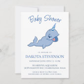 Narwhal Blue | Schattige Kawaii Baby Boy Shower Kaart (Voorkant)
