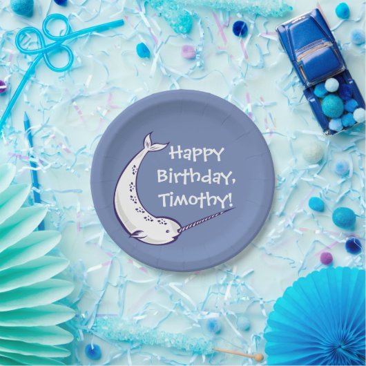 Narwhal Custom Birthday Party Paper-Borden Papieren Bordje (Feest)