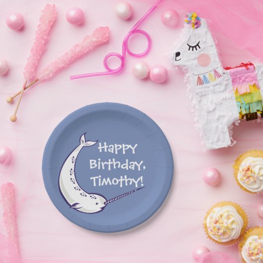 Narwhal Custom Birthday Party Paper-Borden Papieren Bordje (Feest)
