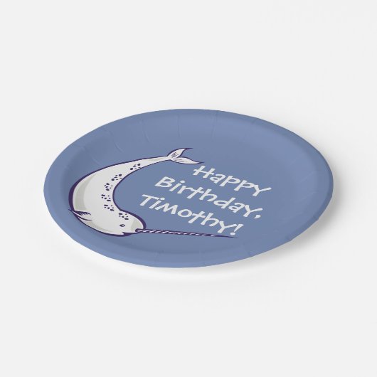 Narwhal Custom Birthday Party Paper-Borden Papieren Bordje (Gekanteld)