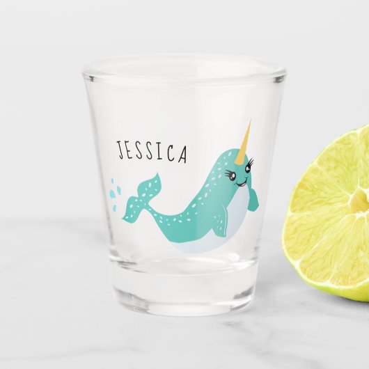 Narwhal Cute Zee Unicorn Shot Glas (Voorkant)