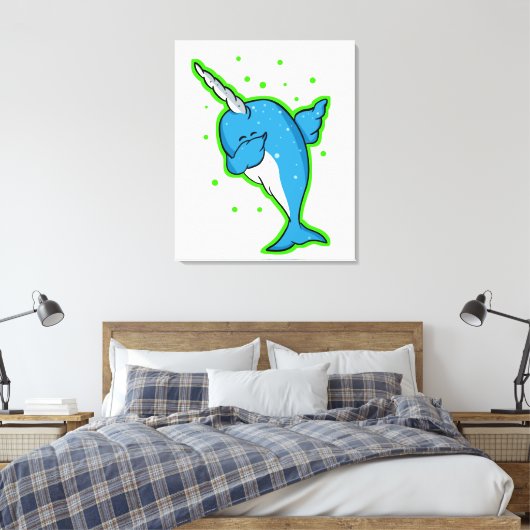 Narwhal Dabbing Dab Canvas Afdruk (Insitu (Slaapkamer))