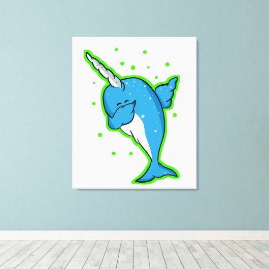 Narwhal Dabbing Dab Canvas Afdruk (Insitu (Houten vloer))