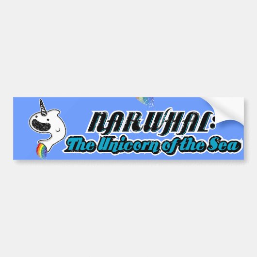 Narwhal:De Unicorn van het Zee Bumpersticker (Voorkant)