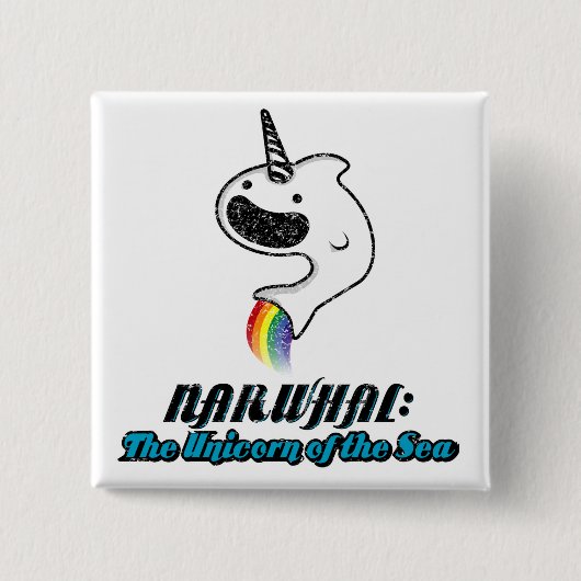 Narwhal:De Unicorn van het Zee Vierkante Button 5,1 Cm (Voorkant)