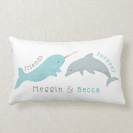 Narwhal Dolphin Friends Forever Pillow Kussen