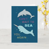 Narwhal Dolphin Friends Kaart (Gele Bloem)