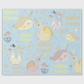 Narwhal, Dragon Pastel Baby Blue, speciaal geperso Cadeaupapier (Vlak)
