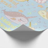 Narwhal, Dragon Pastel Baby Blue, speciaal geperso Cadeaupapier (Hoek)