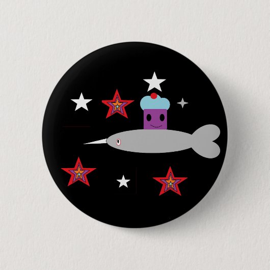 Narwhal en de Ruimtekasten Ronde Button 5,7 Cm (Voorkant)