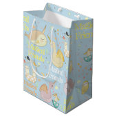 Narwhal en Dragon Friends Baby Blue Aangepast kind Medium Cadeauzakje (Voorkant Gekanteld)