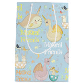 Narwhal en Dragon Friends Baby Blue Aangepast kind Medium Cadeauzakje (Achterkant)