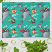 Narwhal en Fish Pirate Pattern Theedoek (Gevouwen)