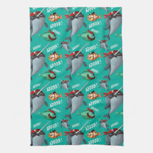 Narwhal en Fish Pirate Pattern Theedoek