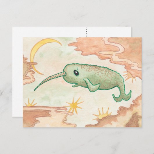 Narwhal en Moon Briefkaart (Voorkant / Achterkant)
