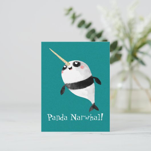 Narwhal en Panda in One Briefkaart (Staand voorkant)