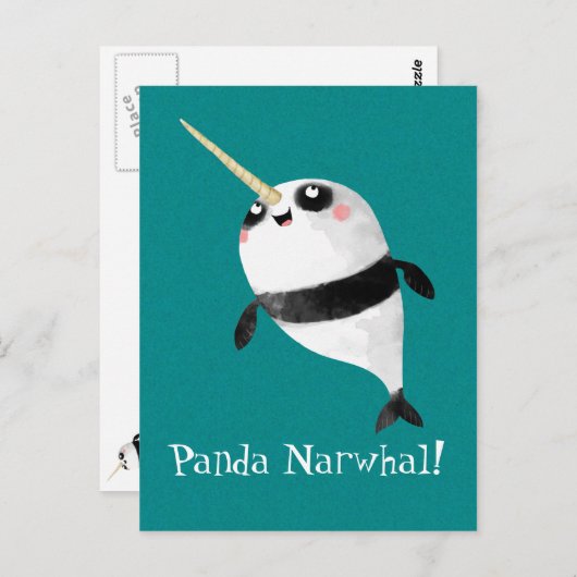 Narwhal en Panda in One Briefkaart (Voorkant / Achterkant)