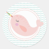 Narwhal en zeemeermin verjaardagspastel sticker (Voorkant)
