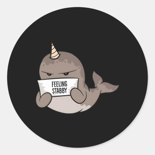 Narwhal Feeling Stabby Ronde Sticker (Voorkant)