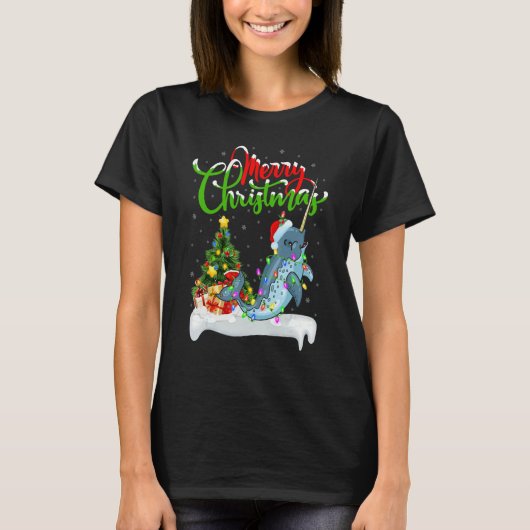 Narwhal Fish Xmas Decorations Santa Narwhal Chri T-shirt (Voorkant)
